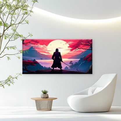 Lone Ronin Sunset Vigil Wall Art Canvas Office Home Room Framed 120x60cm
