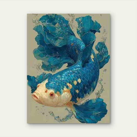 Blue White Siamese Fighting Fish 60x90cm Metal Print Ready to Hang