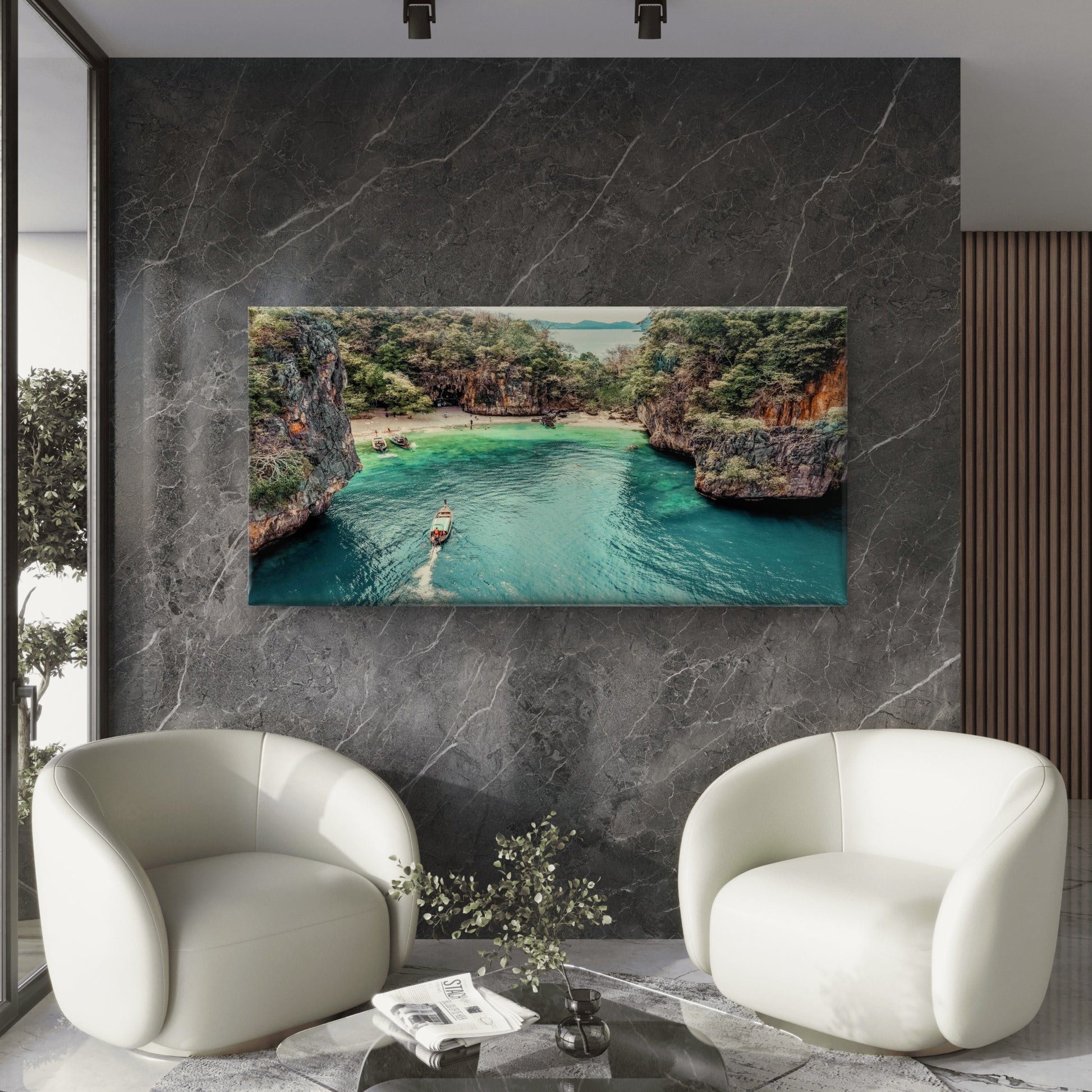 Aerial View Of Krabi Island Wall Art Canvas Office Home Room Framed 120x60cm - Bella Home Decor