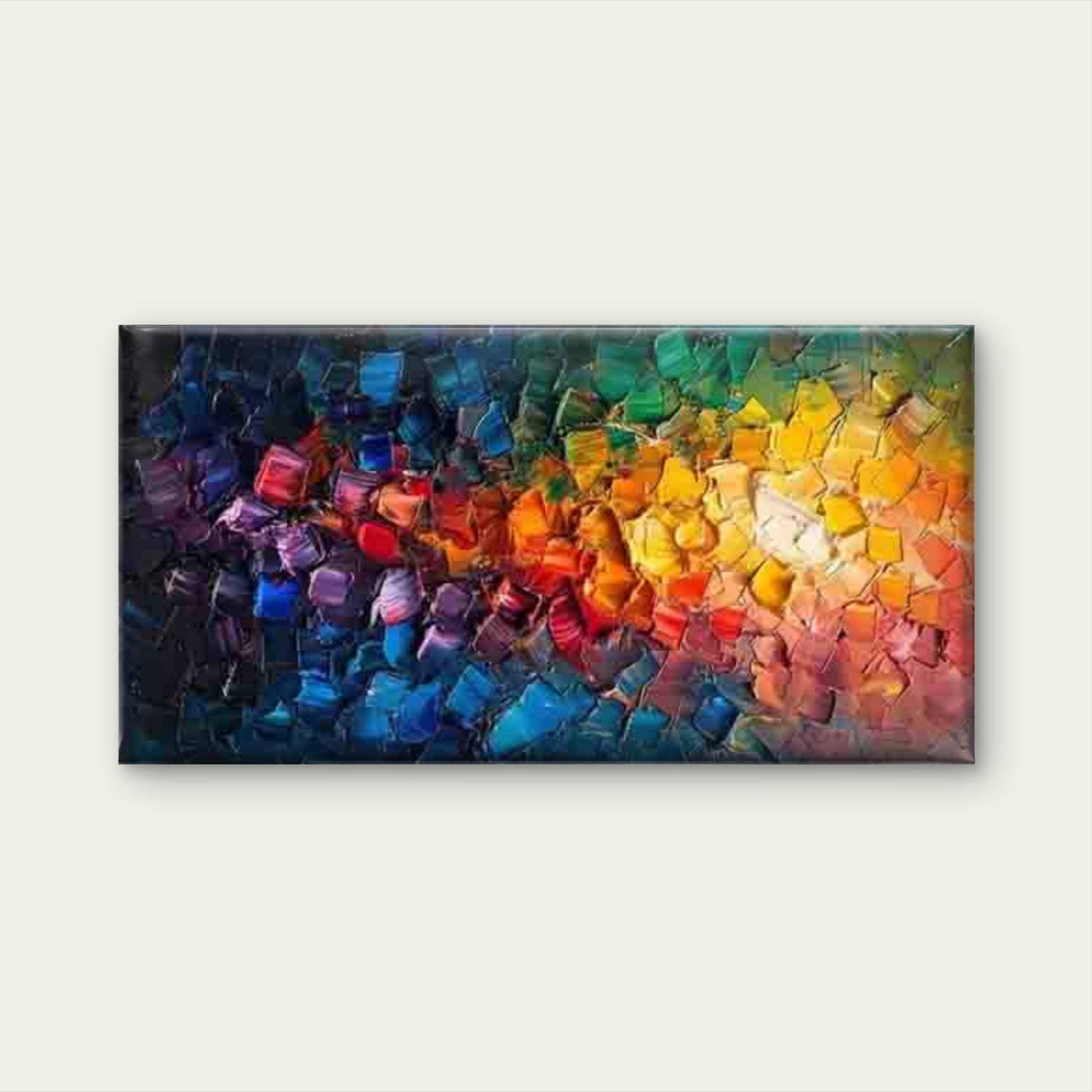 Abstract A Rainbow of Colors Wall Art Canvas Office Home Room Framed 120x60cm - Bella Home Decor