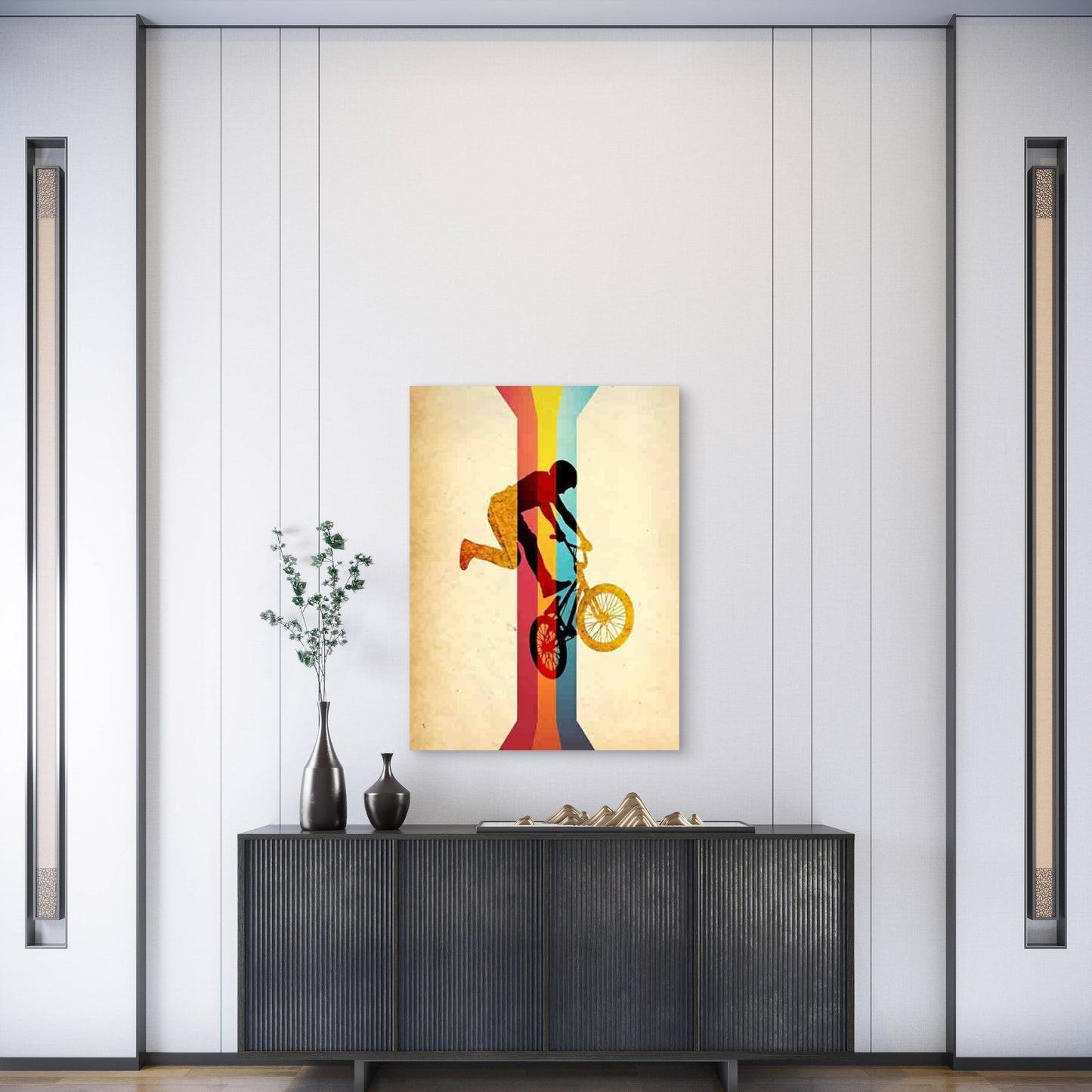 Motocross and Bicycle Contemporary Modern Metal Print Ready to Hang - Bella Home Decor