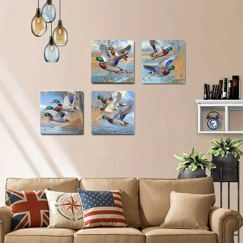 4pcsDuckCouple Farm Wildlife Animal Wall Art Canvas Framed