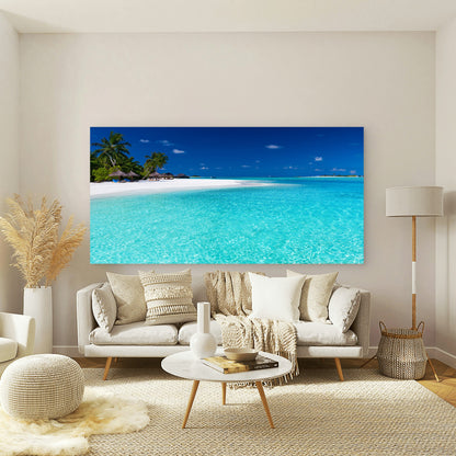 Perfect Tropical Beach Paradise Wall Art Canvas Office Home Room Framed 120x60cm