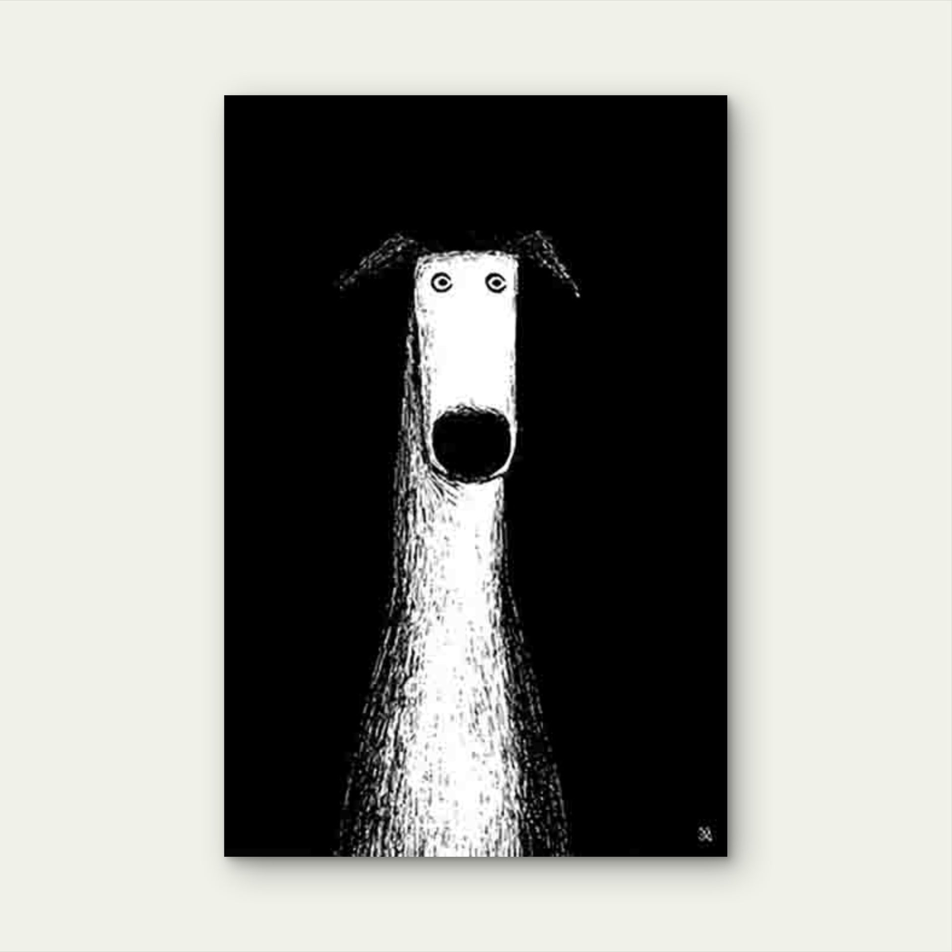 Long White Dog Metal Print Ready to Hang - Bella Home Decor