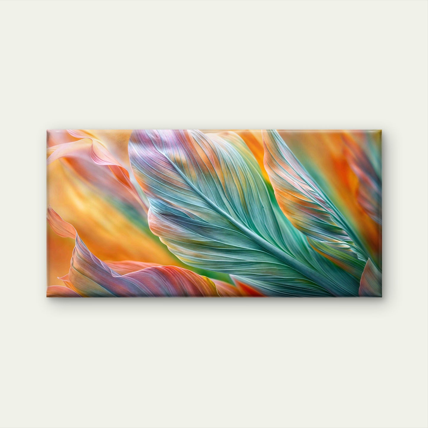 Vibrant Tropical Leaves Wall Art Canvas Office Home Room Framed 120x60cm