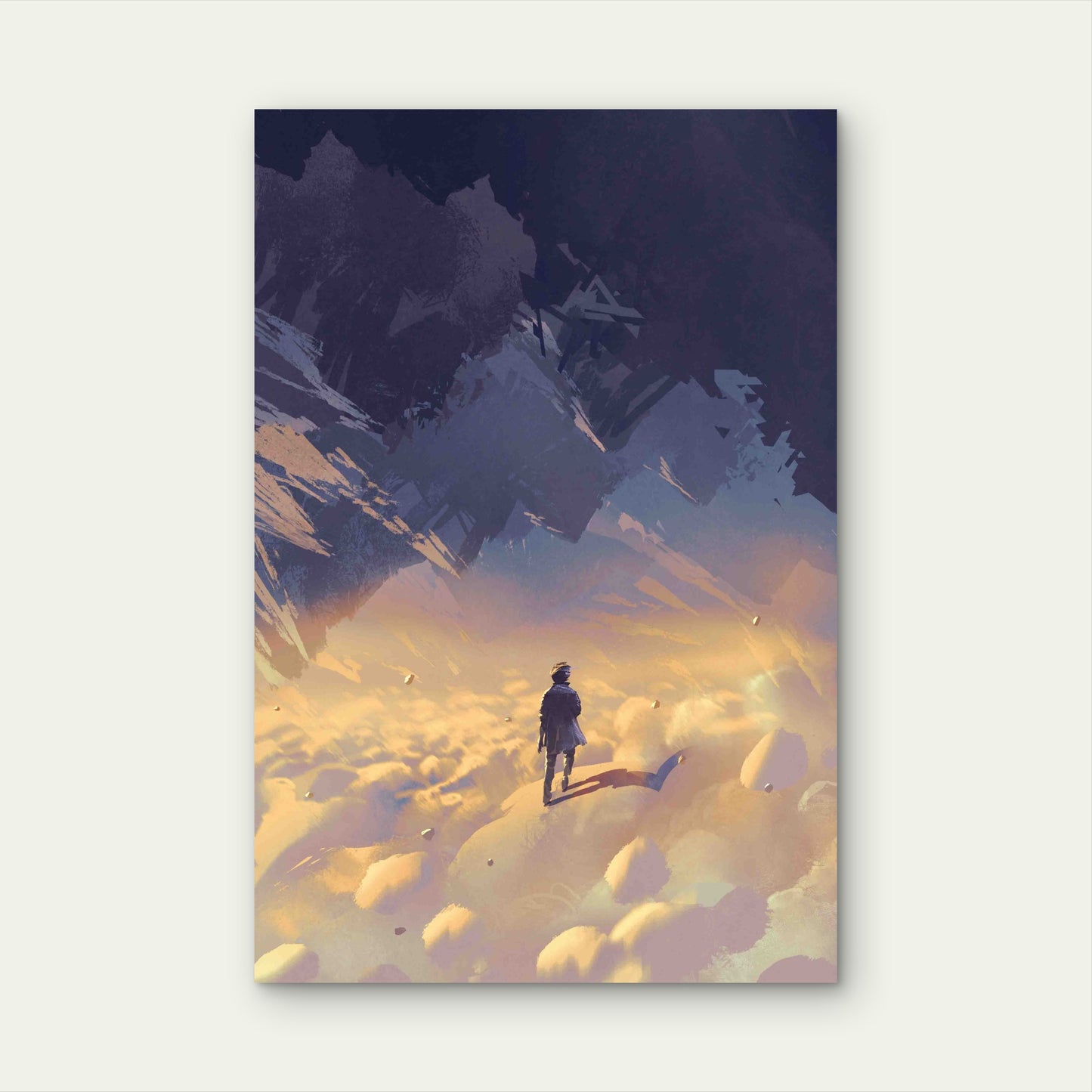 Scenery Surreal World Showing Man Walking 60x90cm Metal Print Ready to Hang