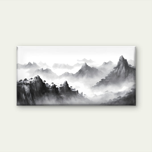 Chinese Mountain Mist Shan Shui Wall Art Canvas Office Home Room Framed 120x60cm