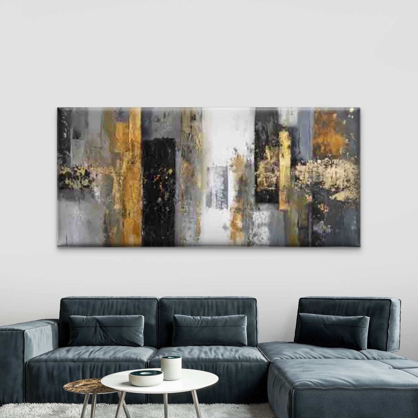 Abstract Geometric Modern Wall Art Canvas Office Home Room Framed 120x60cm