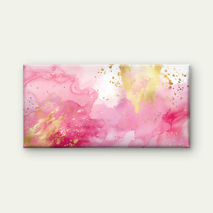 Golden Speckles On Pink Wall Art Canvas Office Home Room Framed 120x60cm - Bella Home Decor