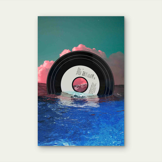 Floating Vinyl At Sunset 60x90cm Metal Print Ready to Hang