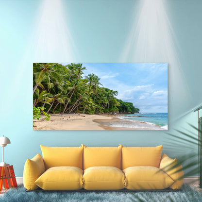 Beautiful sandy tropical Beach Wall Art Canvas Office Home Room Framed 120x60cm