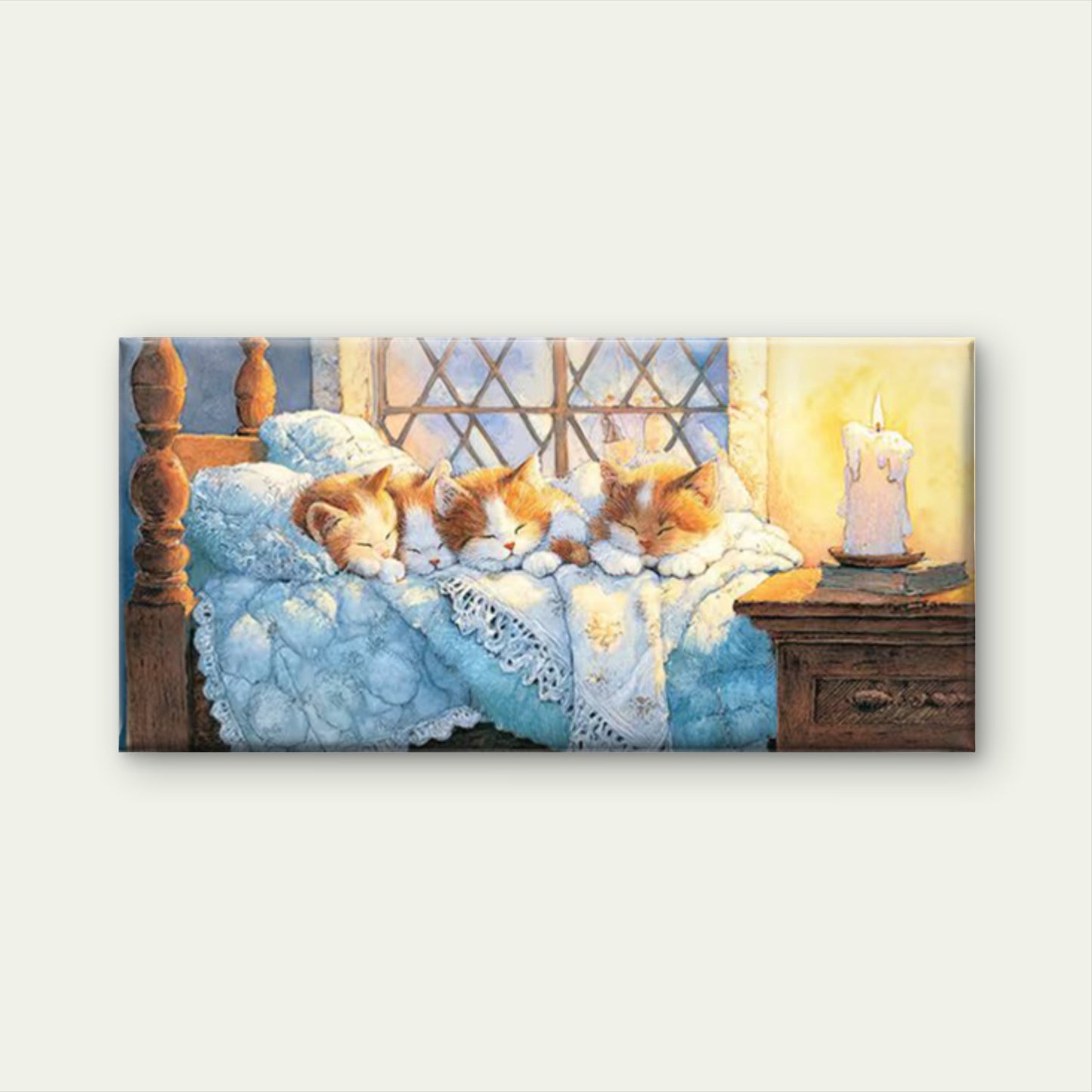Sleeping Kittens Wall Art - Cozy Bedroom Wall Art Canvas Office Home Room Framed 120x60cm