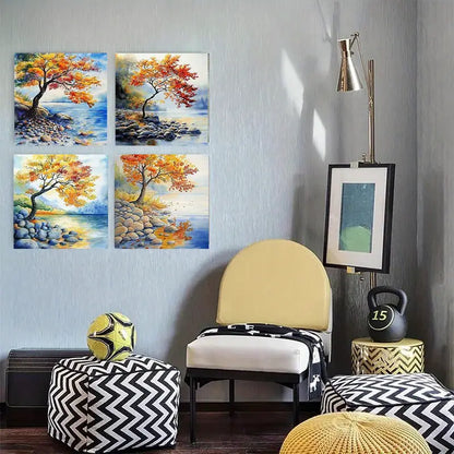 4pcs  Autumn Tree  AT Wall Art Canvas Framed