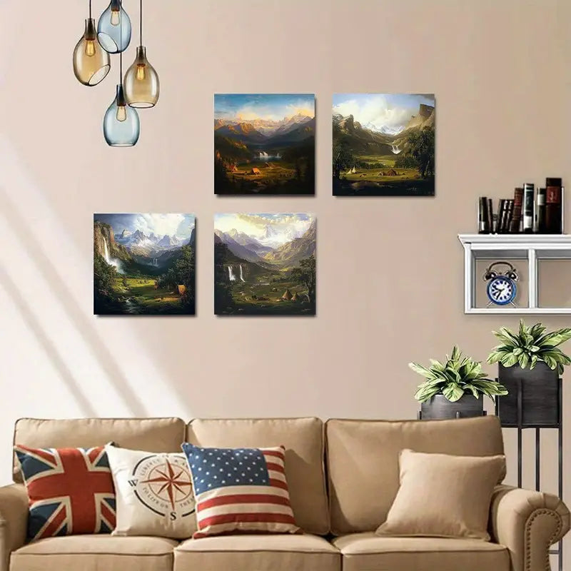 4pcs  The Rocky Mountains Suitable RM   Wall Art Canvas Framed