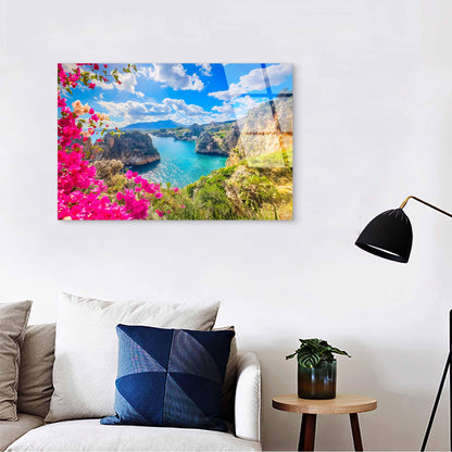 Tonnara di Scopello Sicily Bougainvillea  Acrylic Glass Printing Wall Art Australian Made Quality