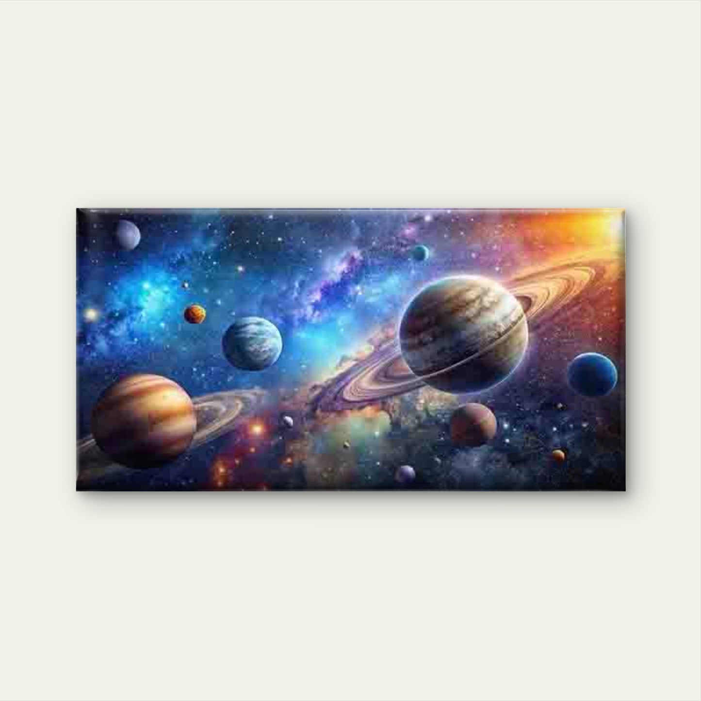 Depiction of Planets in Space Wall Art Canvas Office Home Room Framed 120x60cm - Bella Home Decor