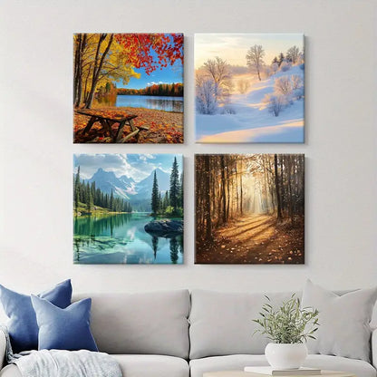 4pcs Nature-Themed Wall Art Canvas Framed