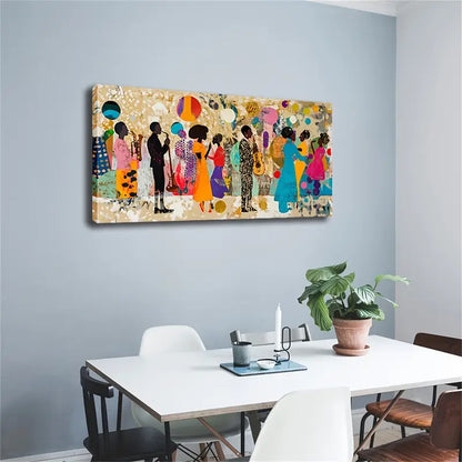 African Cultural Music Party Wall Art Canvas Office Home Room Framed 120x60cm - Bella Home Decor