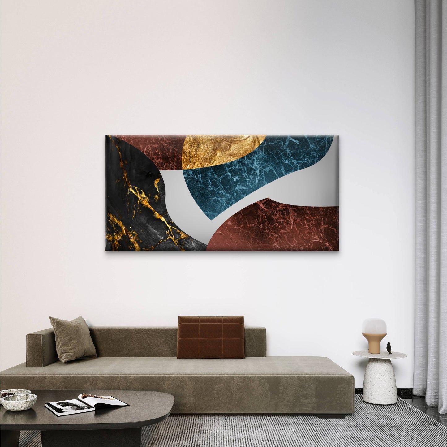 Abstract Marble Gold Foil Wall Art Canvas Office Home Room Framed 120x60cm