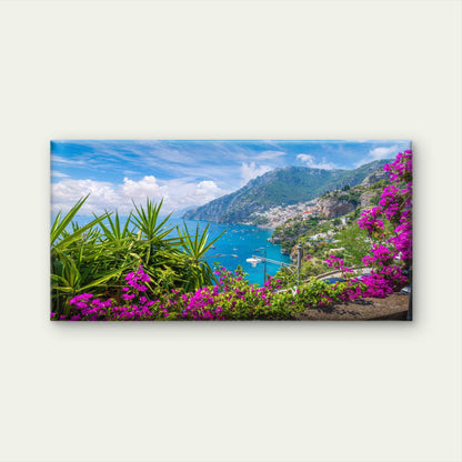 Italy Coastal Landscape Wall Art Canvas Office Home Room Framed 120x60cm
