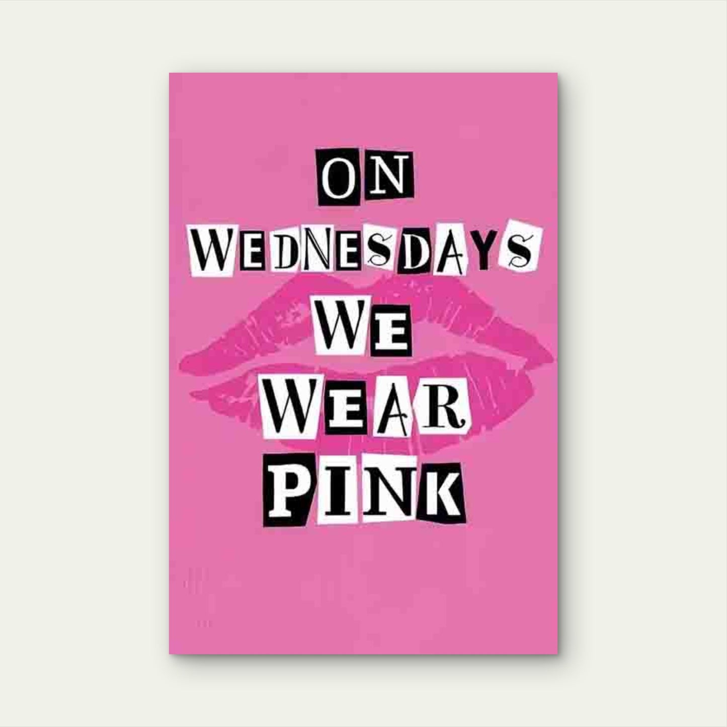 Collage-Style Text With Pink Lips Metal Print Ready to Hang - Bella Home Decor