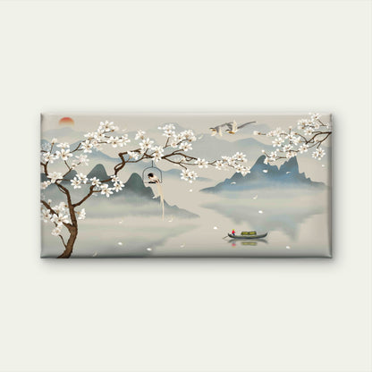 Zen Mountain Lake Landscape Wall Art Canvas Office Home Room Framed 120x60cm