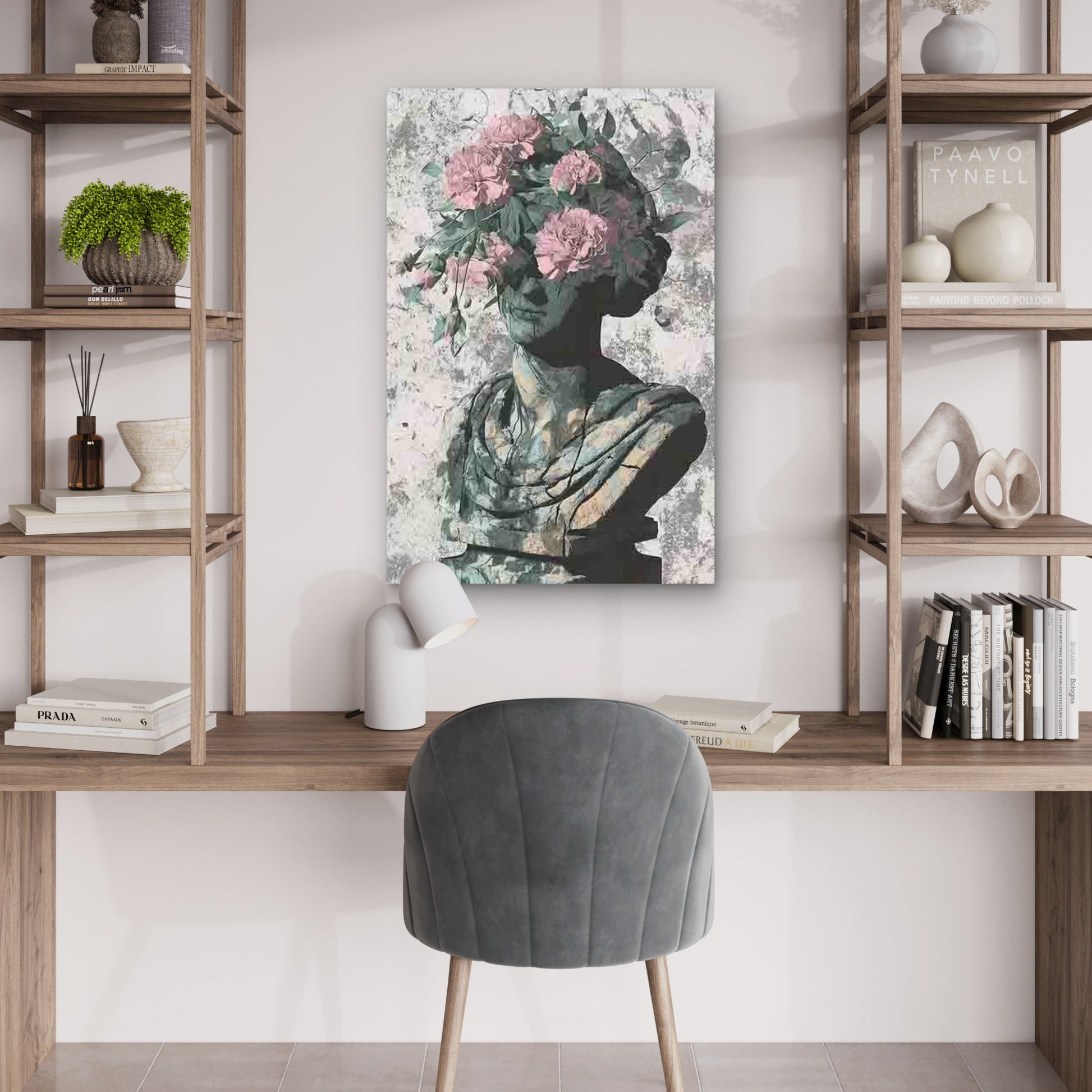 Crimson Bloom Folk 60x90cm Metal Print Ready to Hang - Bella Home Decor