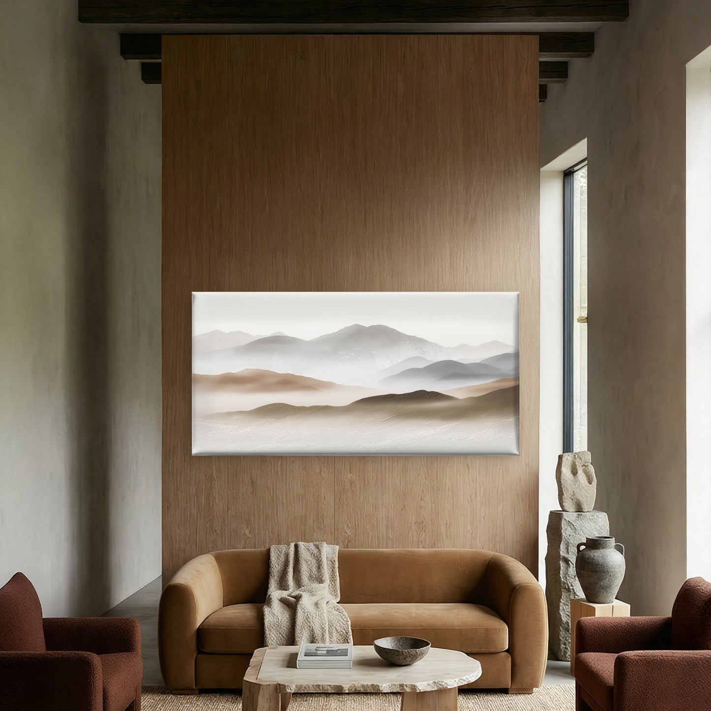 Abstract Foggy Misty Mountain Ridge Wall Art Canvas Office Home Framed 120x60cm