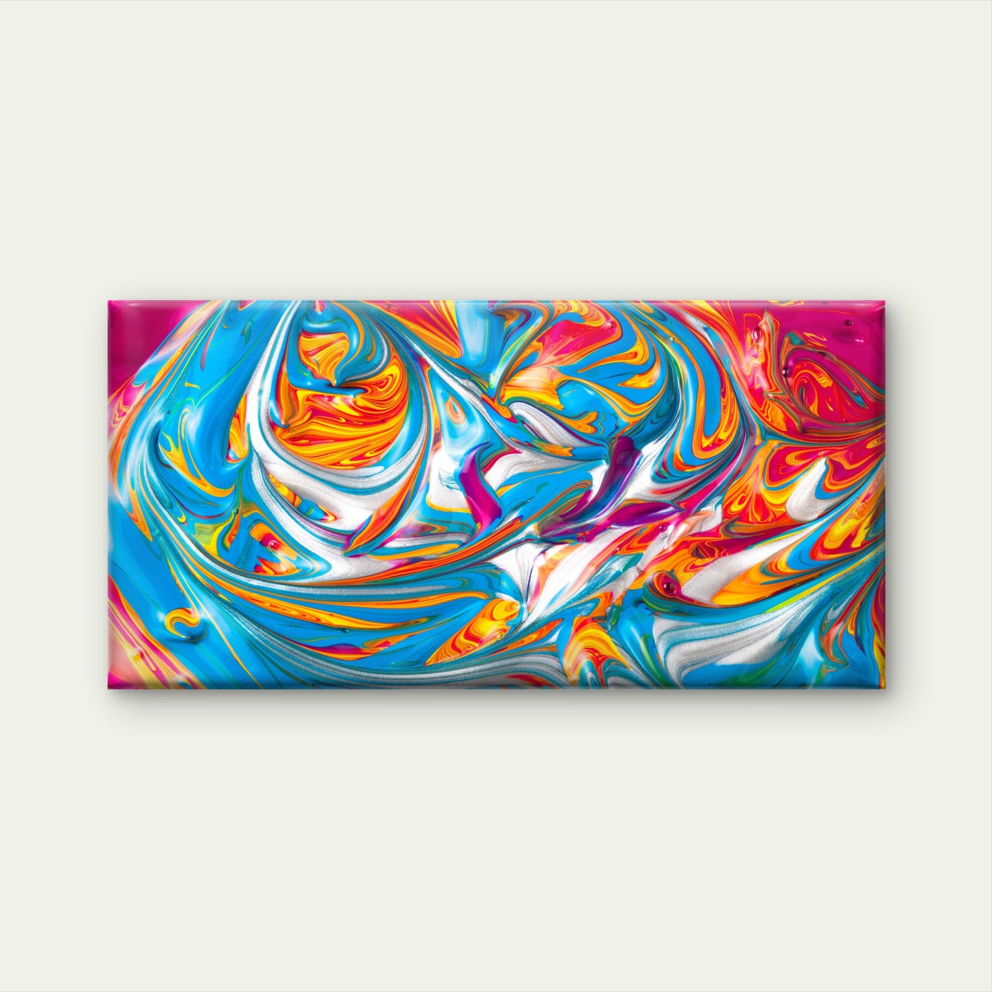 Vibrant Swirls Of Fluid Motion Wall Art Canvas Office Home Room Framed 120x60cm