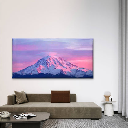 Pink & White Winter Mountain Wall Art Canvas Office Home Room Framed 120x60cm - Bella Home Decor