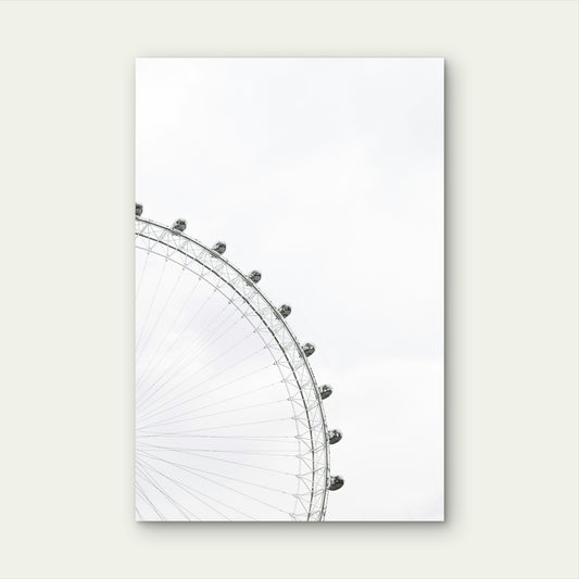 London Eye Ferris Wheel Minimalist 40x60cm Metal Print Ready to Hang