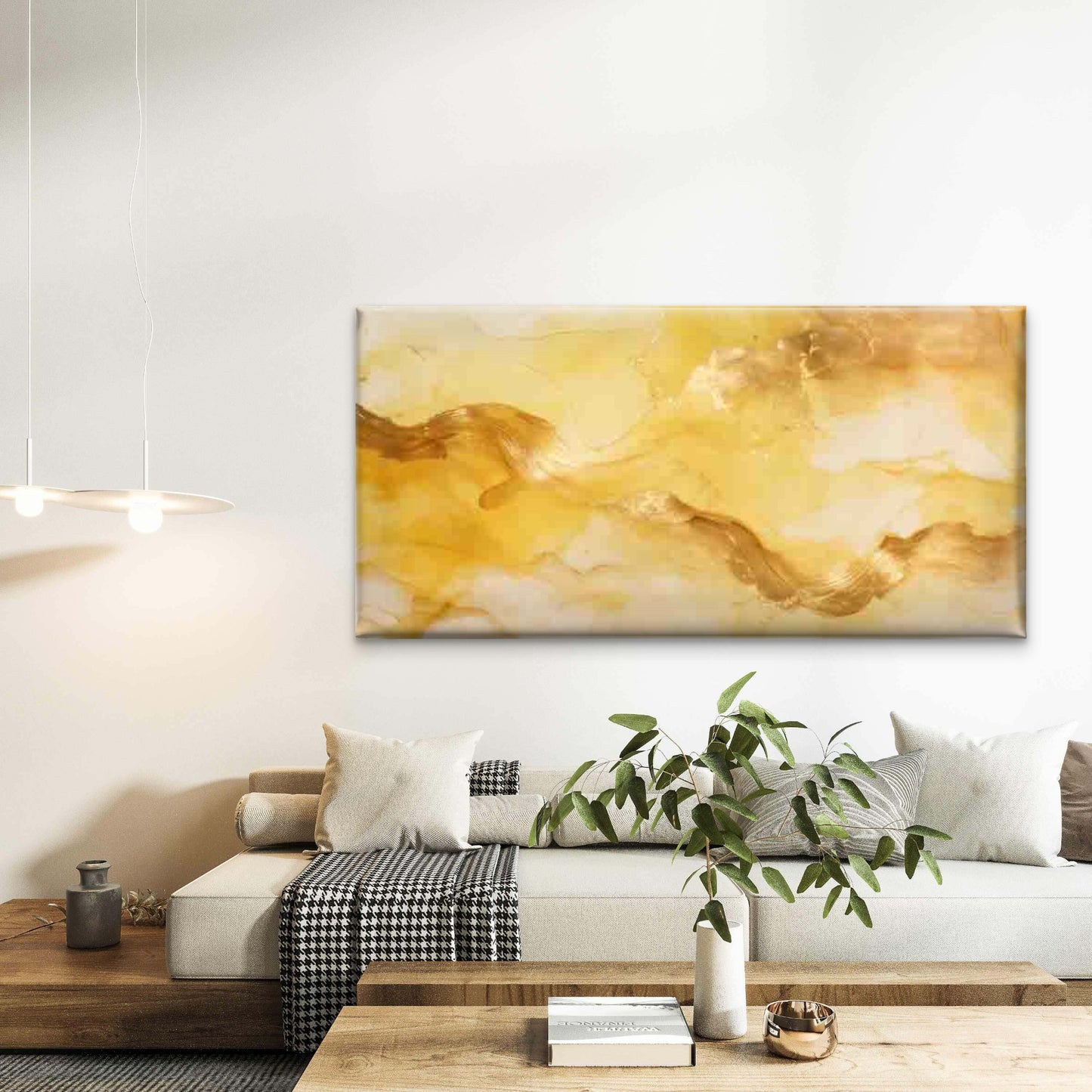 Golden Abstract Fluid Marble Wall Art Canvas Office Home Room Framed 120x60cm