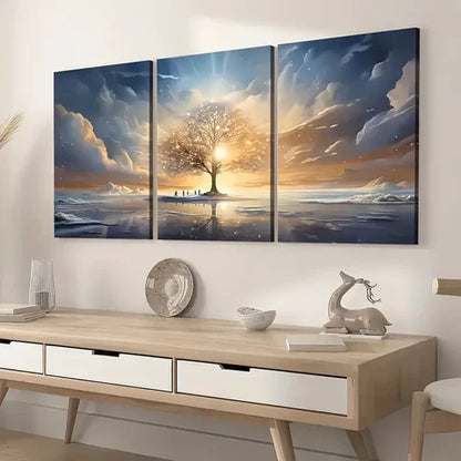 3pcs Modern Fantasy Landscape Abstract Art Sunrise Wall Art Set Canvas Unframed - High Quality Print 100% Australian Made Wall Canvas