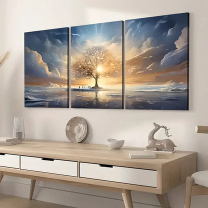 3pcs Modern Fantasy Landscape Abstract Art Sunrise Wall Art Set Canvas Unframed - High Quality Print 100% Australian Made Wall Canvas