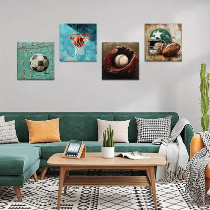 4pcs   Sports  Spring & Summer Theme Wall Art Canvas Framed