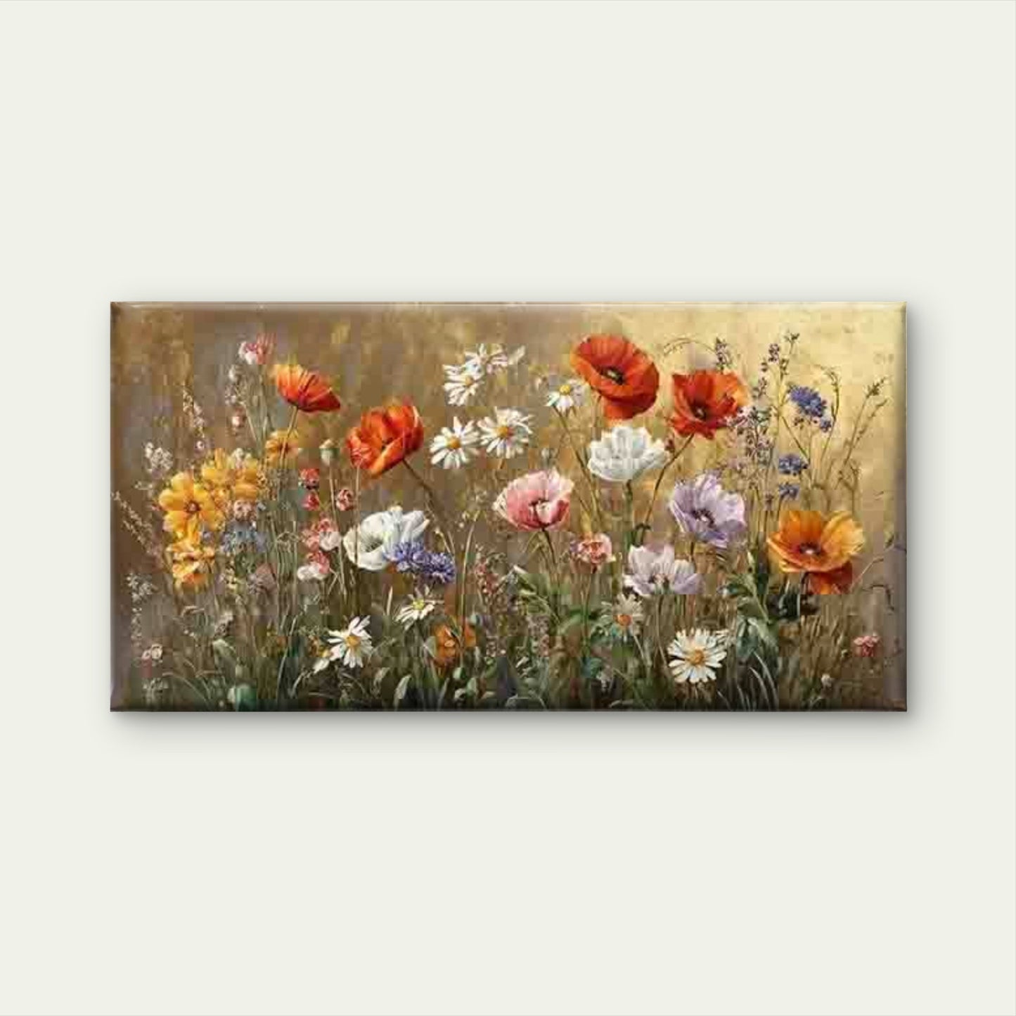 Modern Abstract Wildflower Wall Art Canvas Office Home Room Framed 120x60cm