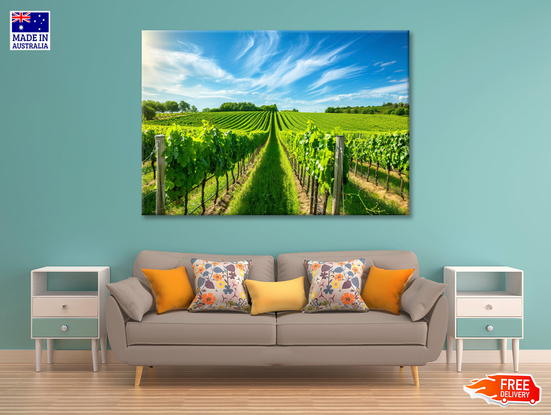 Rows of Green Plants with Sky Print 100% Australian Made - Bella Home Decor