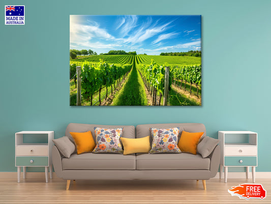 Rows of Green Plants with Sky Print 100% Australian Made - Bella Home Decor