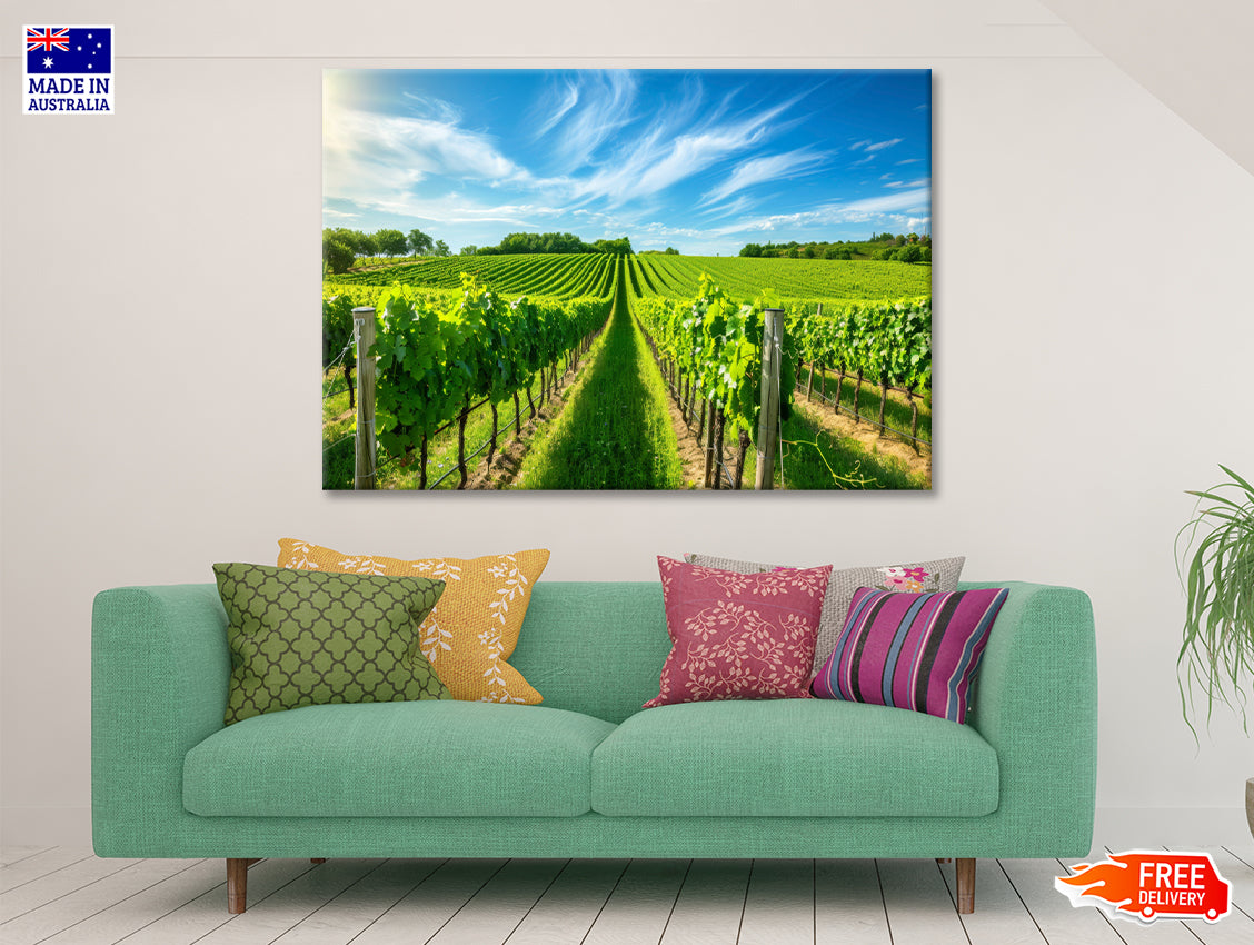 Rows of Green Plants with Sky Print 100% Australian Made - Bella Home Decor