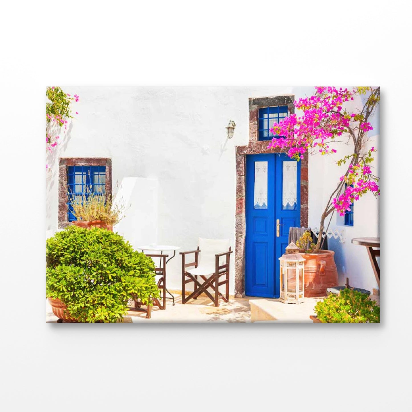 Bella Home White Blue Door Architecture View Print Canvas Ready to hang