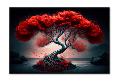 3d Red Single Tree Scenery Art Wall Art Limited Edition High Quality Print