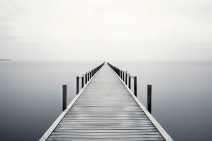 Wooden Pier on A Tranquil Lake Shrouded in Misty Home Decor Premium Quality Poster Print Choose Your Sizes