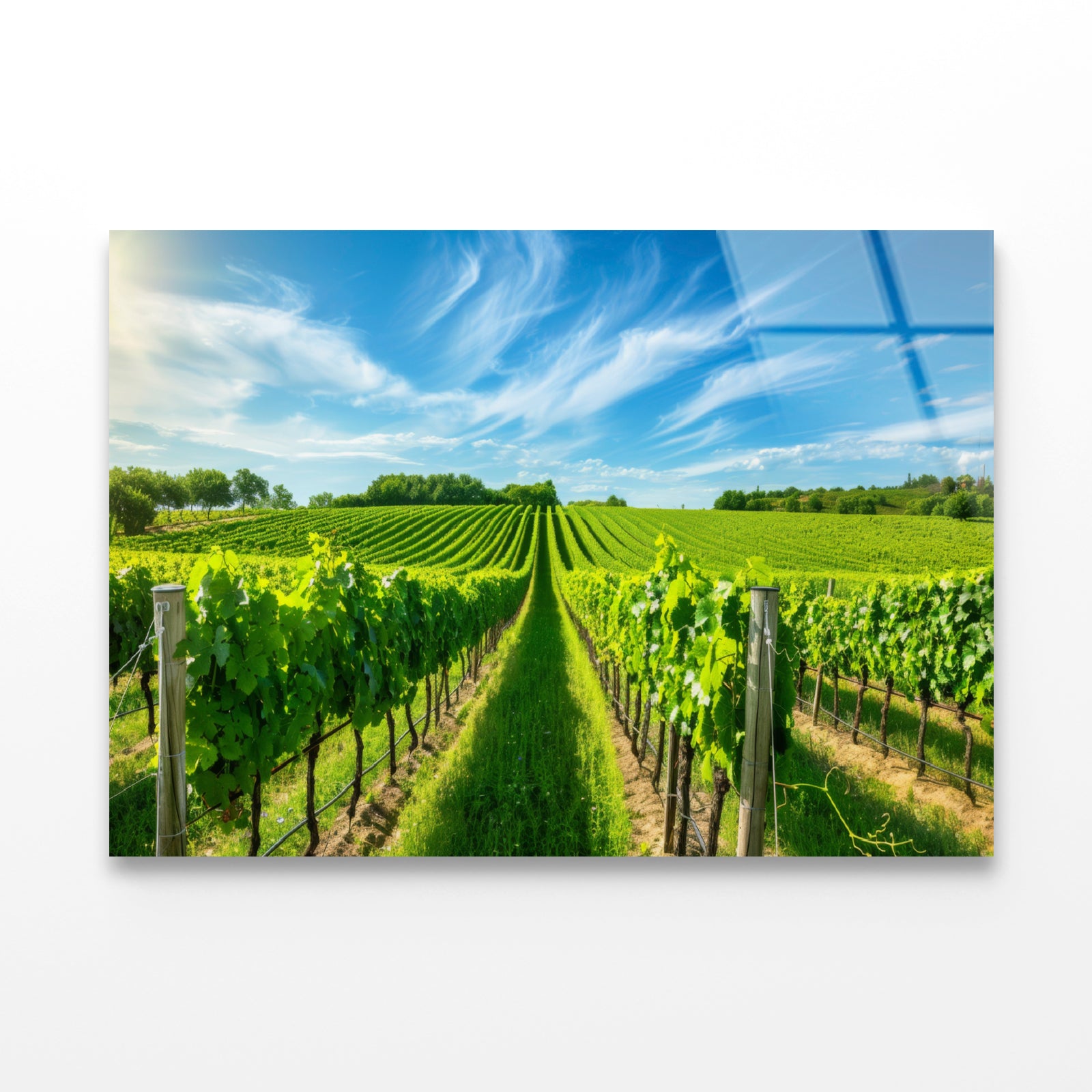 Rows of Green Plants with Sky Acrylic Glass Print Tempered Glass Wall Art 100% Made in Australia Ready to Hang - Bella Home Decor