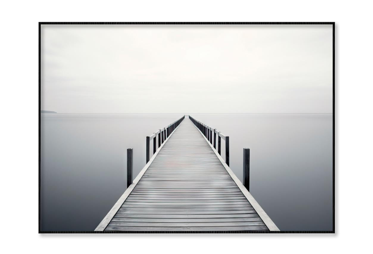 Wooden Pier on A Tranquil Lake Shrouded in Misty Home Decor Premium Quality Poster Print Choose Your Sizes