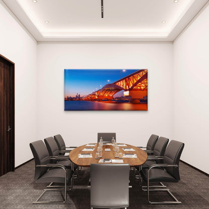 Seongsan Bridge Nigh Sky City View Korea Wall Art Canvas Office Home Room Framed 120x60cm
