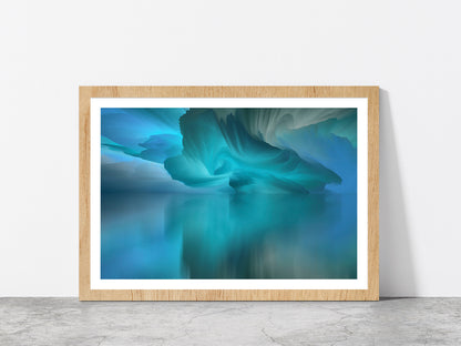 Surreal Lake & Reflections Abstract Glass Framed Wall Art, Ready to Hang Quality Print With White Border Oak