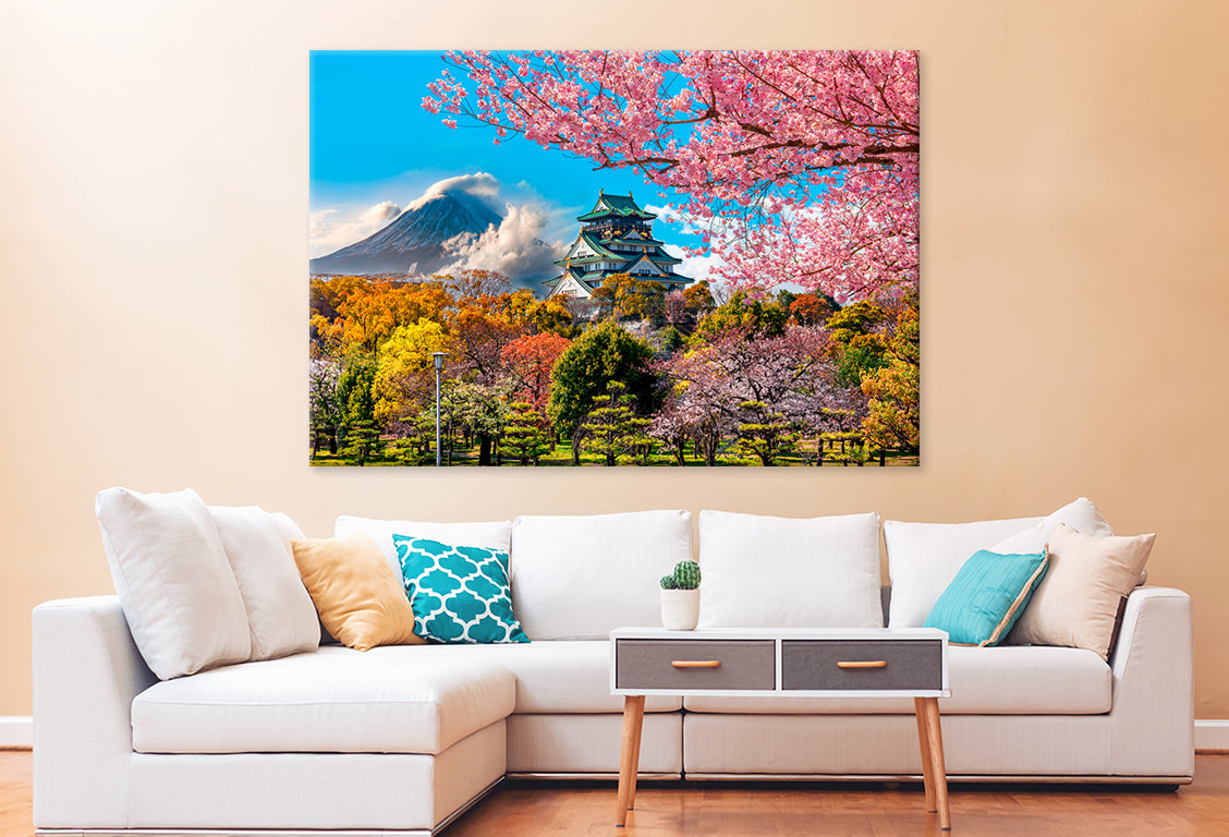 Osaka Castle & Cherry Blossom  Wall Art Decor 100% Australian Made - Bella Home Decor
