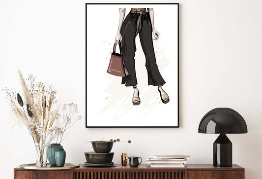 Stylish Brown Slippers with Elegant Handbag Design Home Decor Premium Quality Poster Print Choose Your Sizes