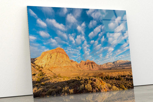 Early Morning Light With Partly Cloudy Sky Nevada Acrylic Glass Print Tempered Glass Wall Art 100% Made in Australia Ready to Hang