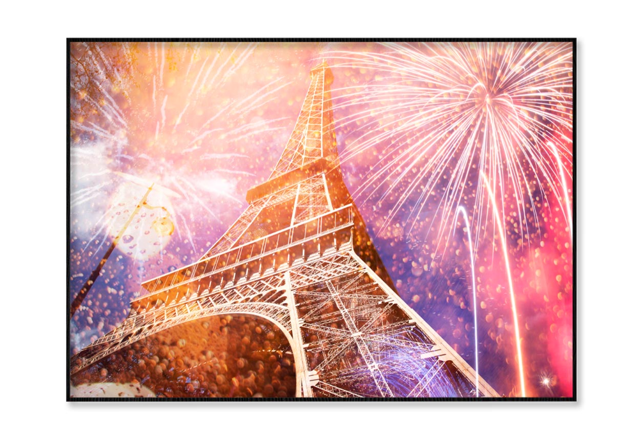 Fireworks In the Sky Over the Eiffel Tower Home Decor Premium Quality Poster Print Choose Your Sizes